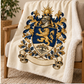 Custom Family Crest Sherpa Blanket – Personalized Coat of Arms Throw